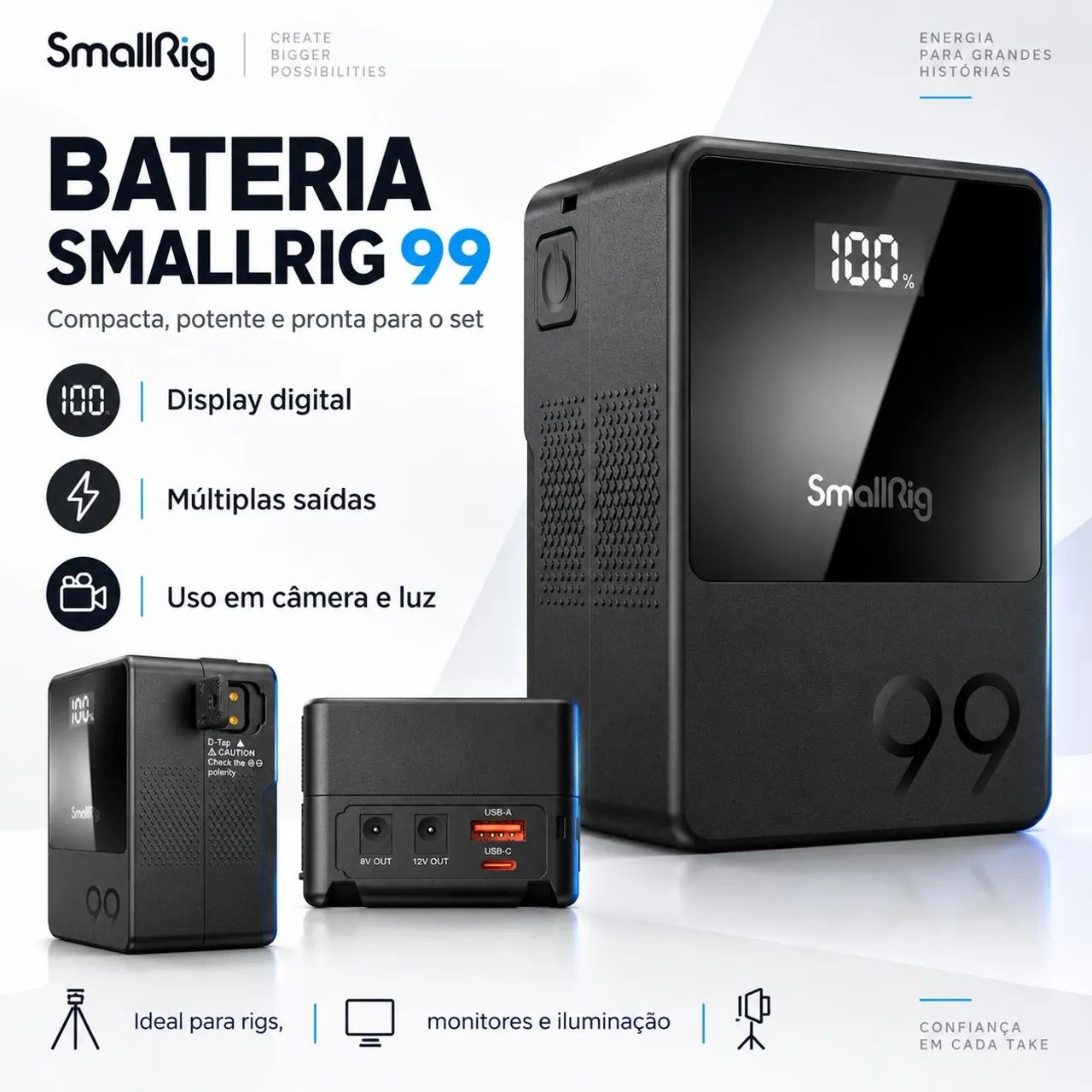 Bateria SmallRig 99 V-Mount 99Wh com Display USB-C USB-A D-Tap