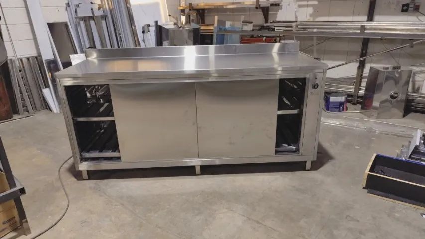 Balcão encosto refrigerado inox 1500×650×900 mm 2 portas