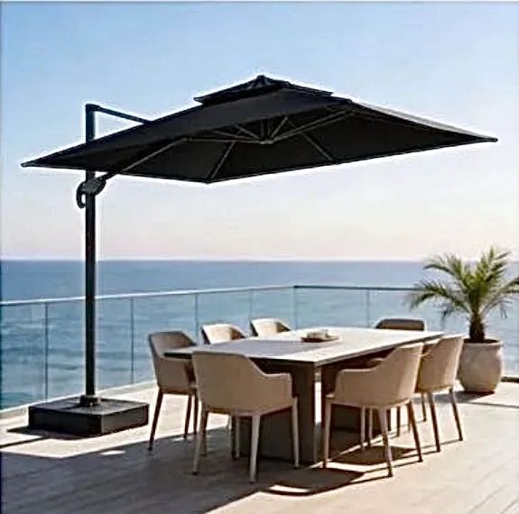 Ombrelone Guarda Sol Java Aluminio 3 0 X 3 0 C/ Base 130l - Preto - Foto 3