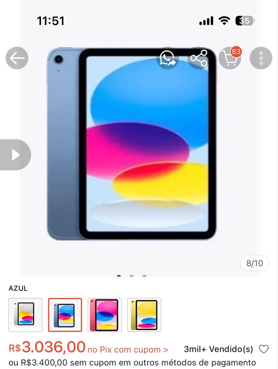 iPad a16 128gb + capa com teclado - poucas horas de uso