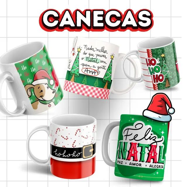 Caneca Ho Ho Ho Feliz Natal - Mai Personalizados