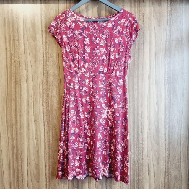 vestido hering vermelho floral tamanho p