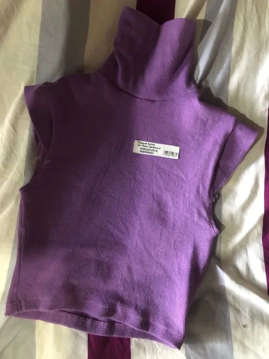Blusa de gola alta Cropped Karina - Roxo - Foto 3