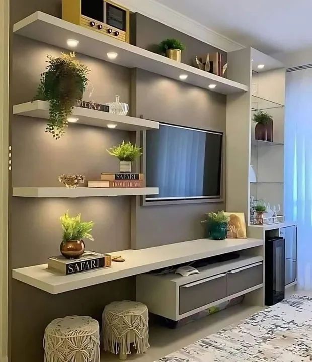 Rack de TV moderno com prateleiras