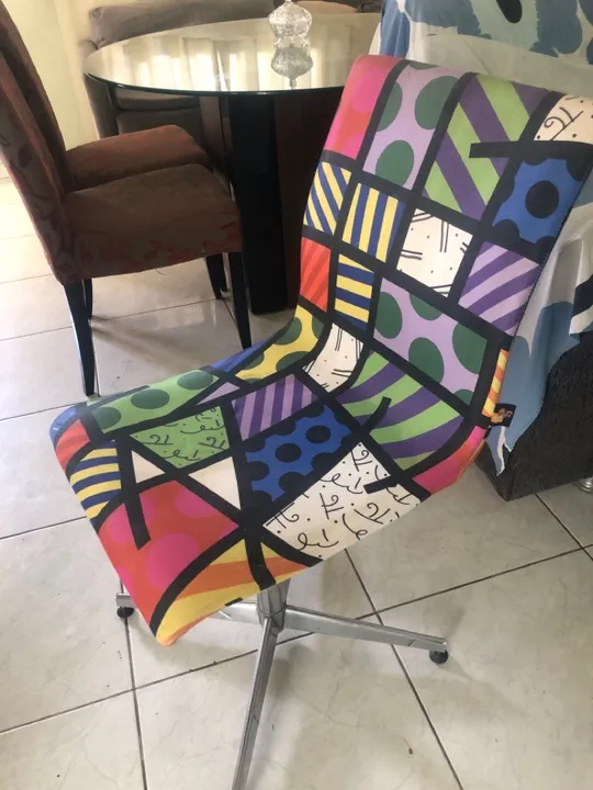 Cadeira de escritório Poltrona Giratória Romero Britto Original