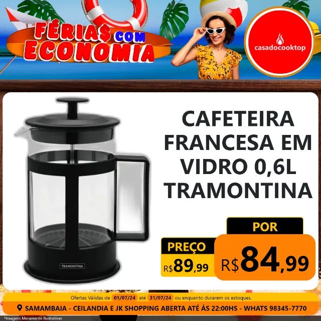 Cafeteira francesa em vidro 0,6l tramontina