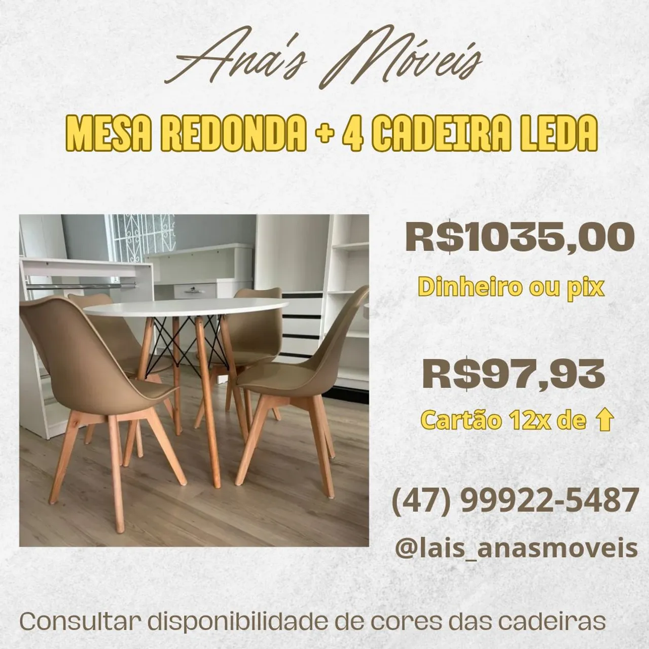 Mesa Eiffel + 4 cadeiras Leda