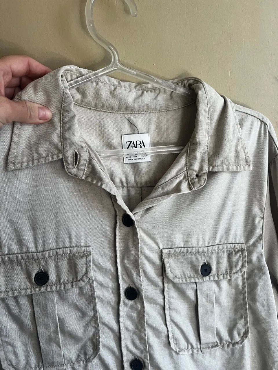 Camisa Zara  Manga Longa Bege - Foto 2