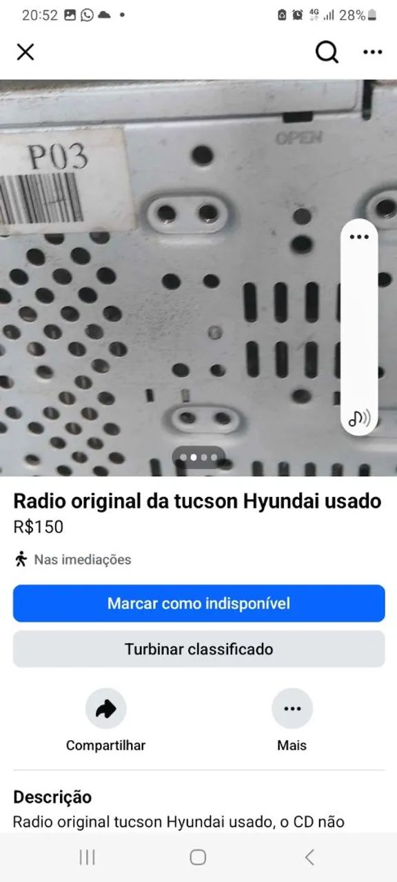 Radio original tucson Hyundai