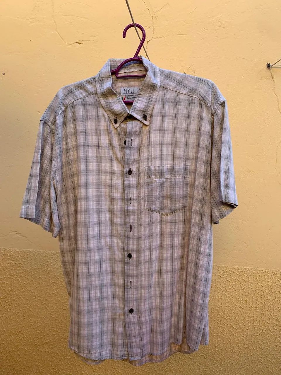 camisa xadrez manga curta