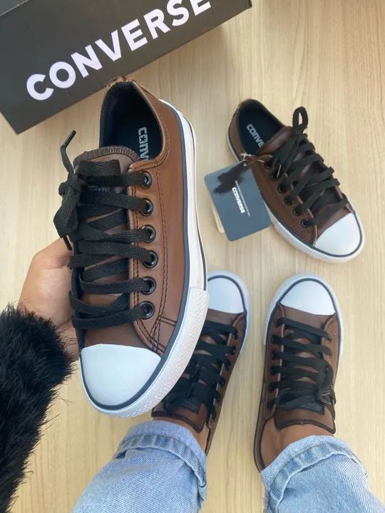 Tênis Converse All Star Couro sintético Marrom - Foto 3