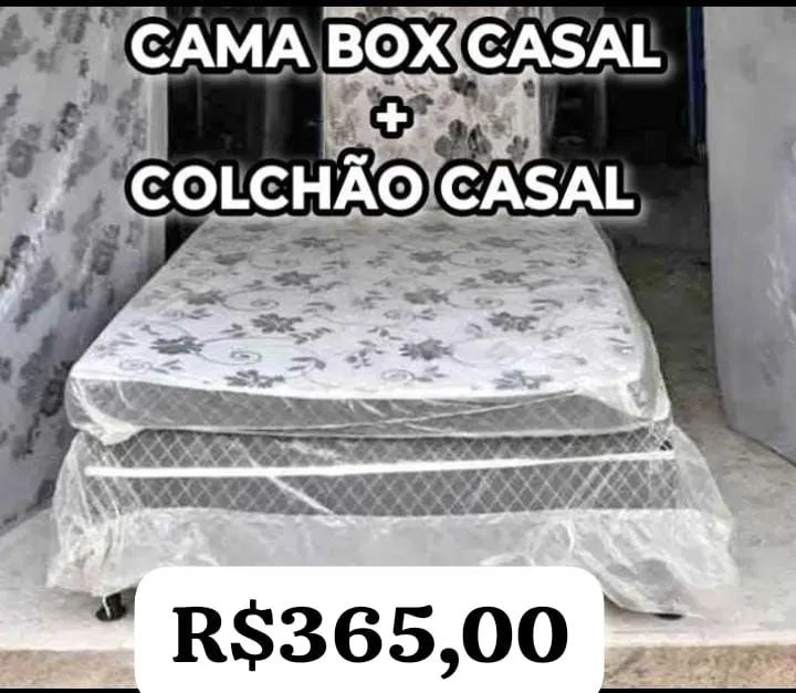 Cama Box Casal + Colchão Casal - R$365,00