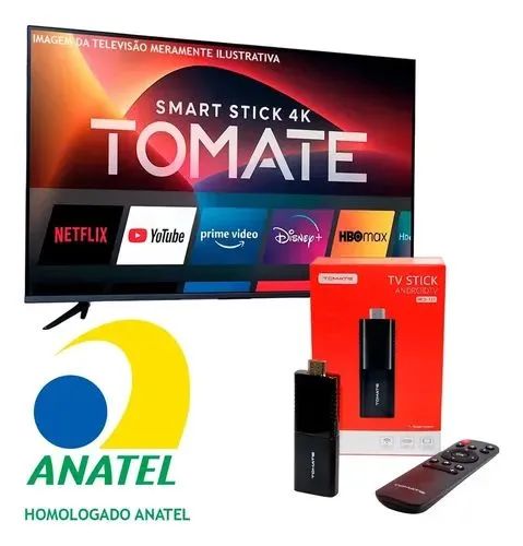 TV Stick 4K UHD AndroidTV - Tomate (Preto)