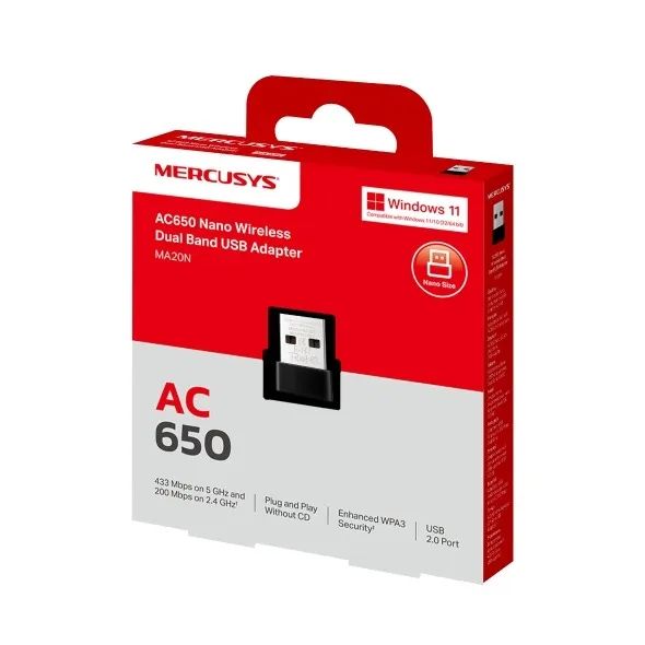 Adaptador Wifi 5g Usb Wireless Dual Band Mercusys Ma20n Ac650 Nano *ENTREGA GRÁTIS* - Foto 2