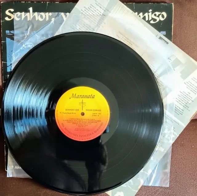 Lp Vinil Gospel Evangélico - Paulo César Brito - Senhor, Vem Ficar Comigo - com encarte - Foto 3