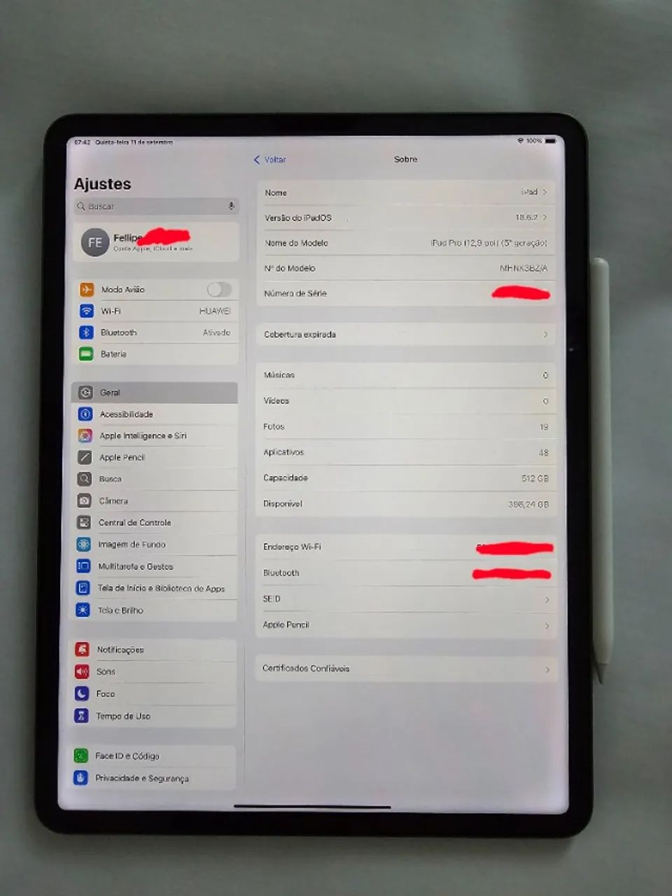 iPad Pro M1 12,9" 5ª Geração - 512GB, Wifi, inclui Apple Pencil, com Nota fiscal - Foto 4