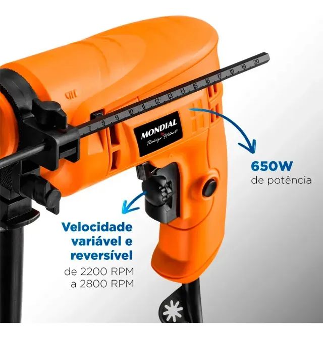 Furadeira Com Impacto Mondial 650w Fi-rh-01m / 220v - Foto 3