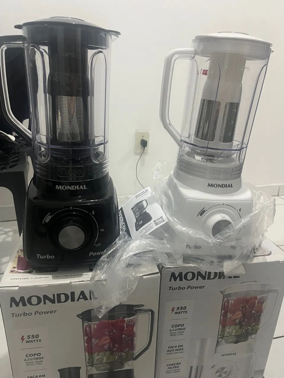 Liquidificador Mondial Turbo Power 550W - 2,2 Litros - Branco/Preto - Foto 3