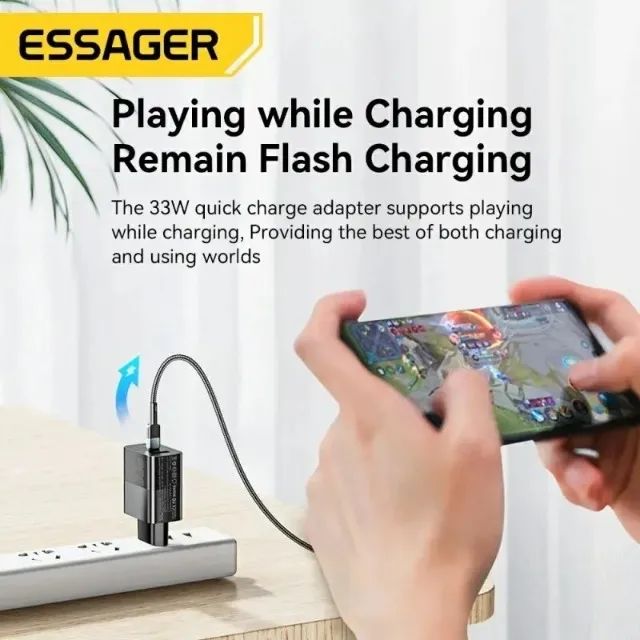Carregador Turbo Essager 33w Gan Com Entrada Usb-a E Tipo-c - Foto 3