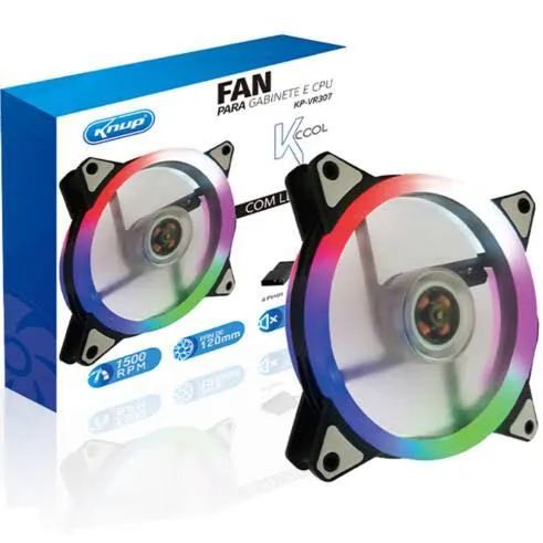 Fan Led 120mm RGB para Gabinete e CPU KP-VR307