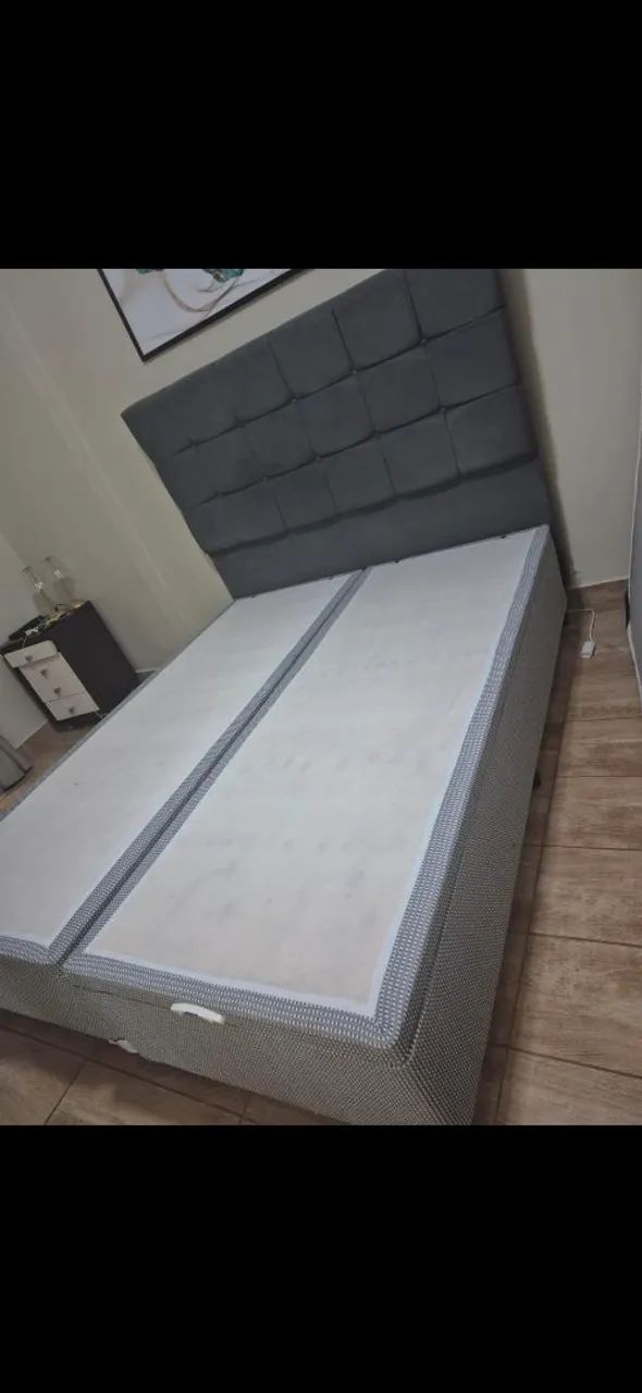 Cama Queen bau bipartida , colchão e cabeceira  - Foto 4