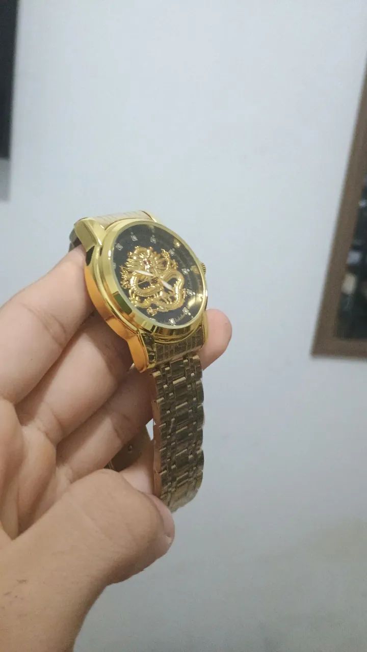Relógio Masculino Dourado oriental - Foto 2