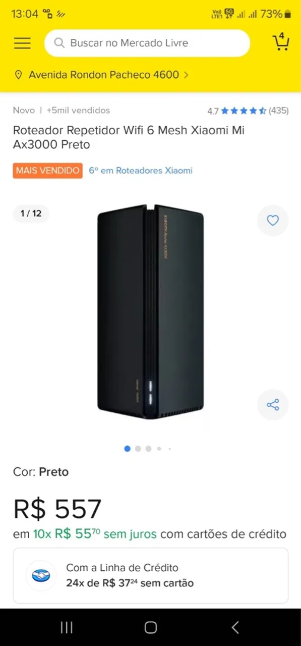 Roteador Repetidor Wifi 6 Mesh Xiaomi Mi Ax3000 Preto