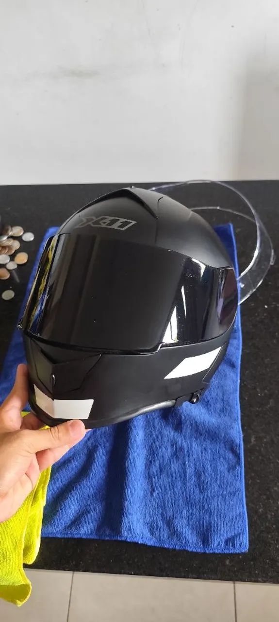 Capacete Evo X11 All Black com viseira interna + Na fogueira + viseira transparente