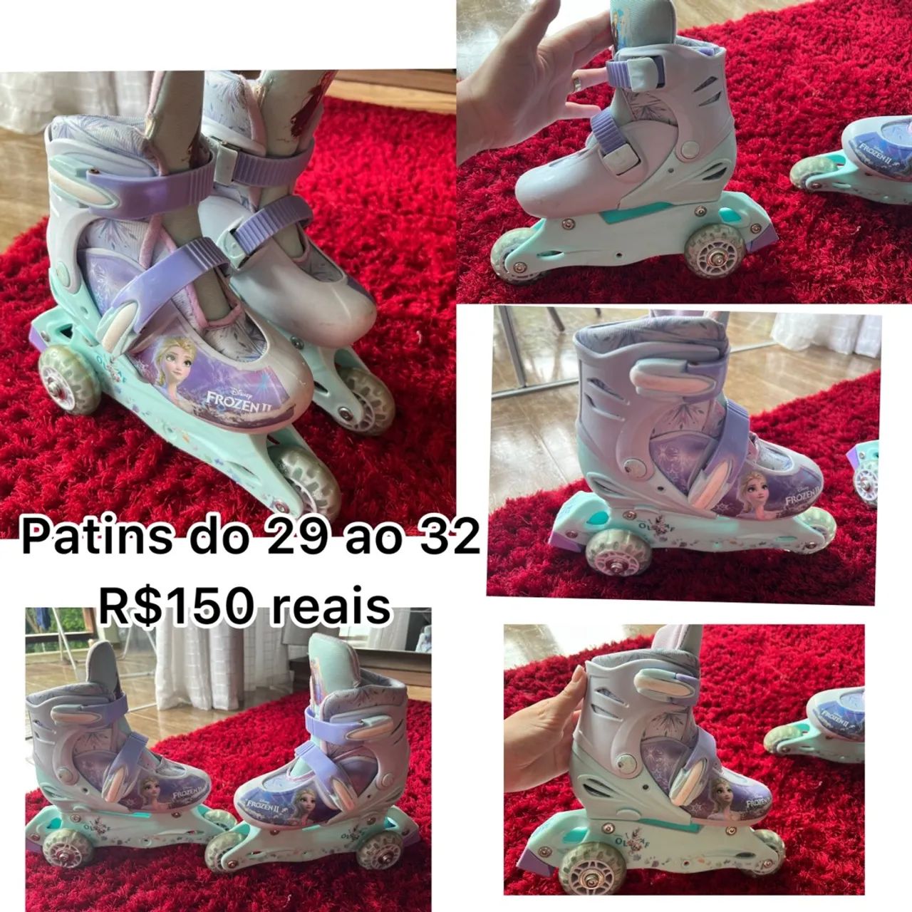 Patins Frozen II Infantil - Tamanho 29-32
