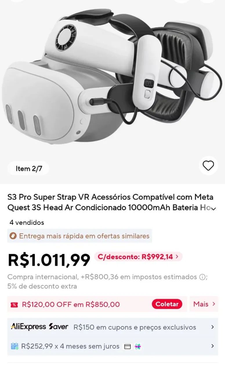 Meta Quest 3S + BOBOVR S3 Pro Head Strap (Completo e em Excelente