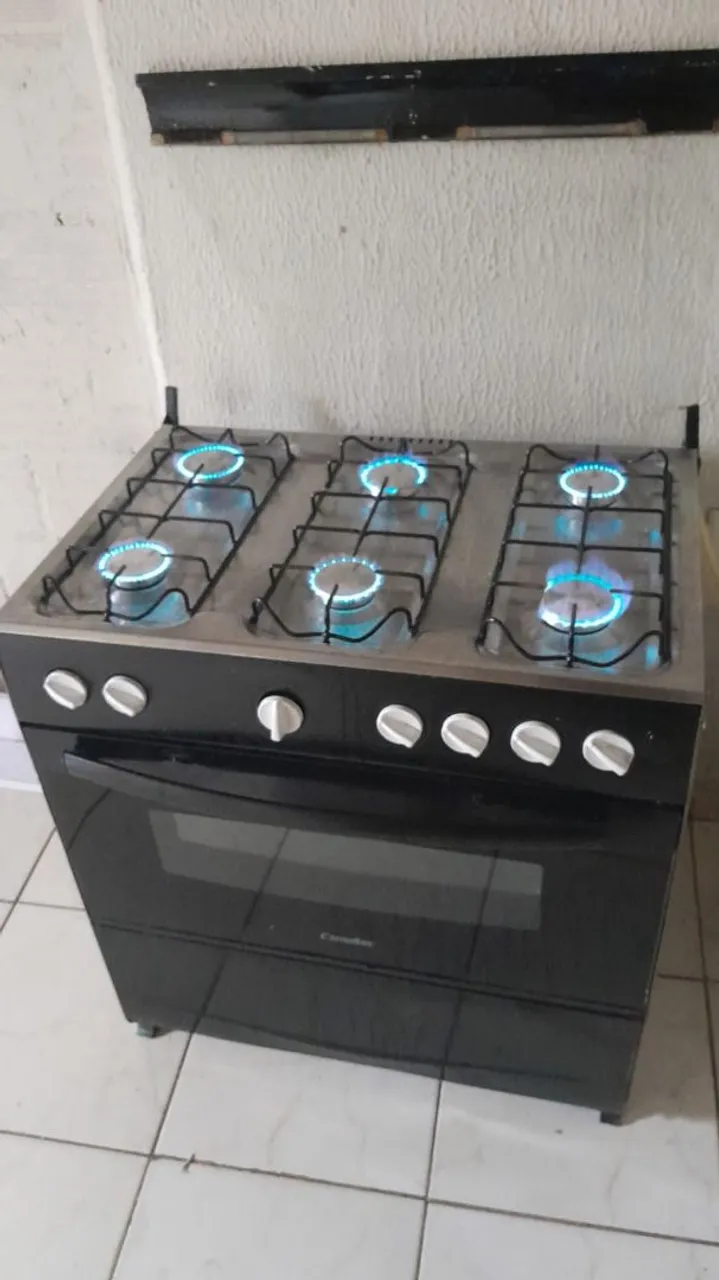 Fogão 6 Bocas com Forno - Aço Inox