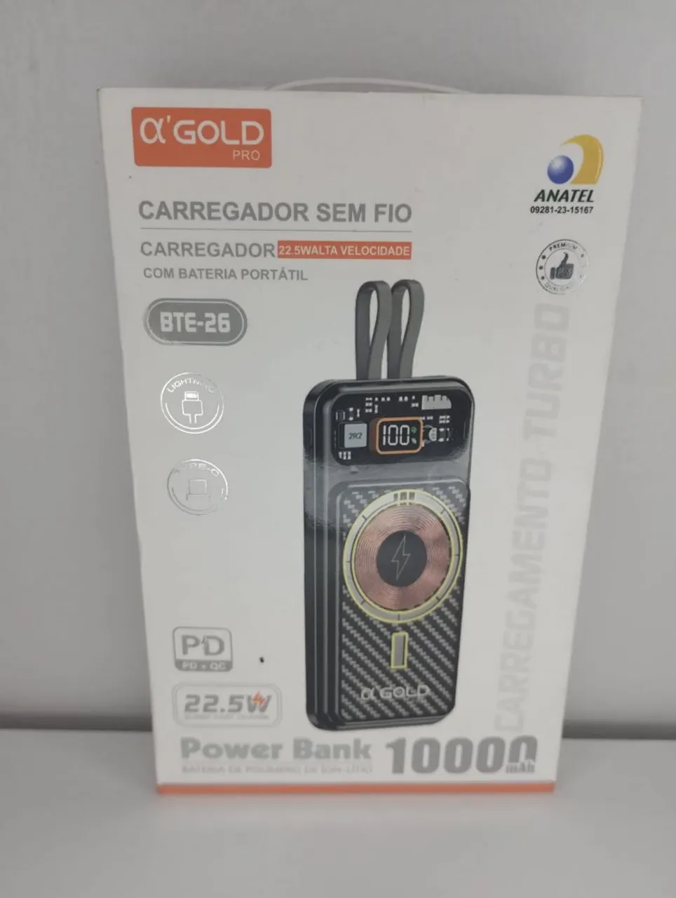 Power Bank 10000 mAh com Carregador Sem Fio