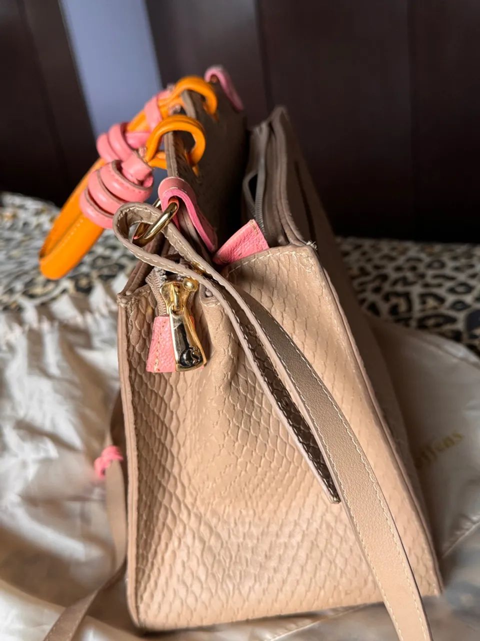 Bolsa Carmen Steffens Couro Bege - Foto 5