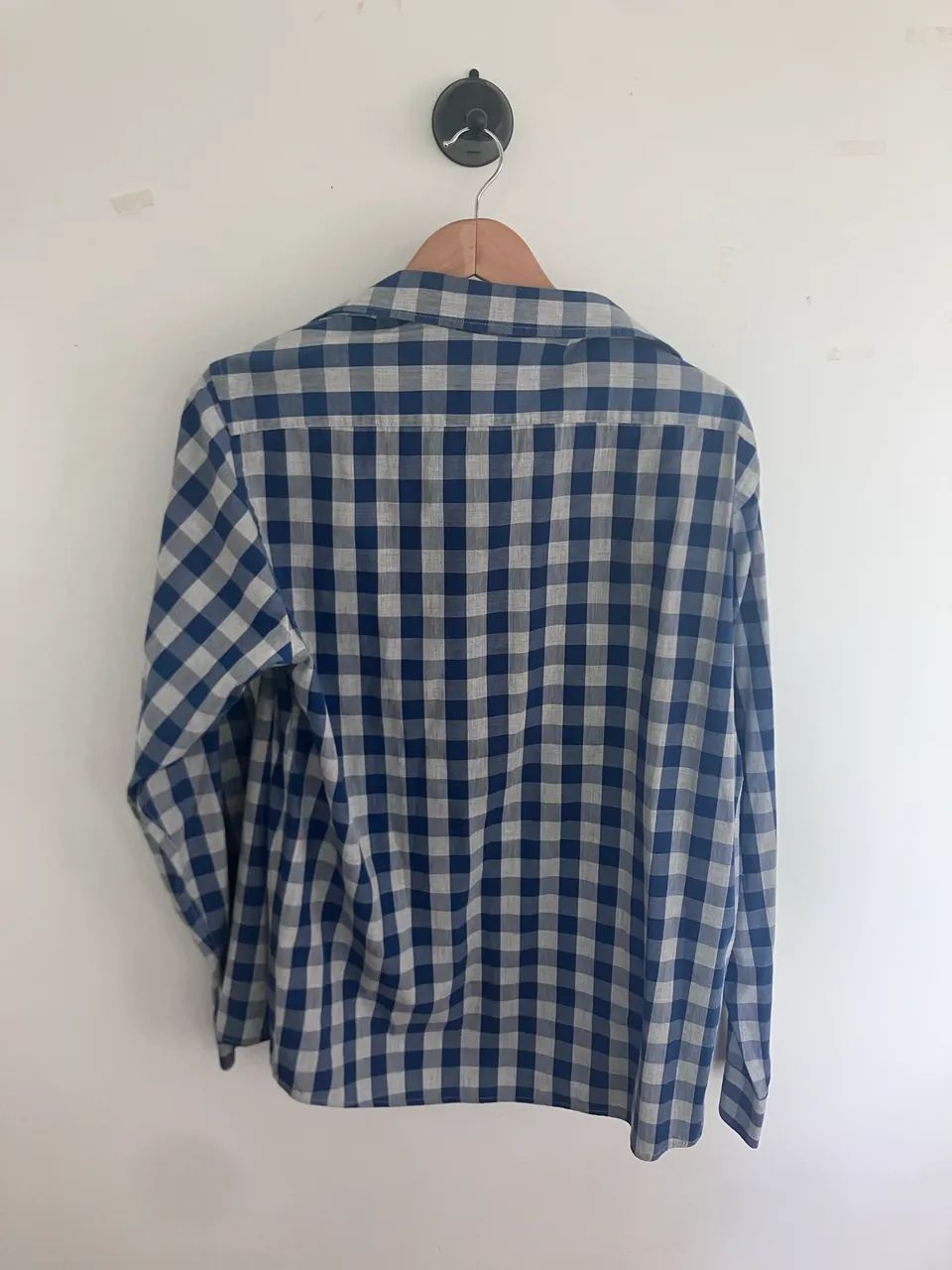 Camisa Yacht Master Slim Fit - Xadrez Azul e Cinza - Foto 4