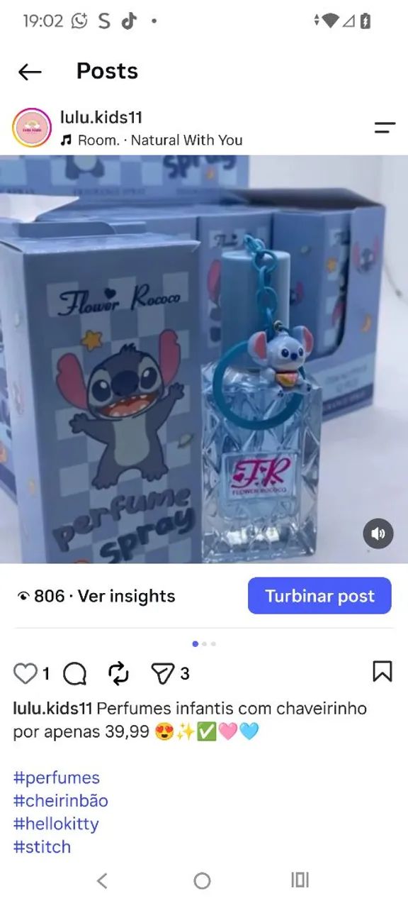 Perfume infantil fragrância suave 