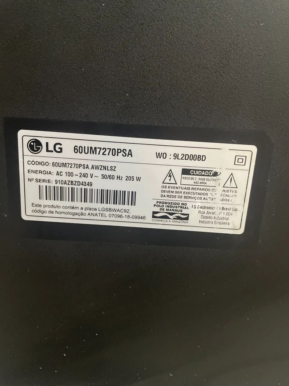 Tv LG 60 polegadas, com avaria na led 444716931959367682