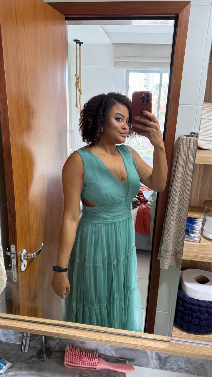 Vestido longo  verde água  - Foto 2