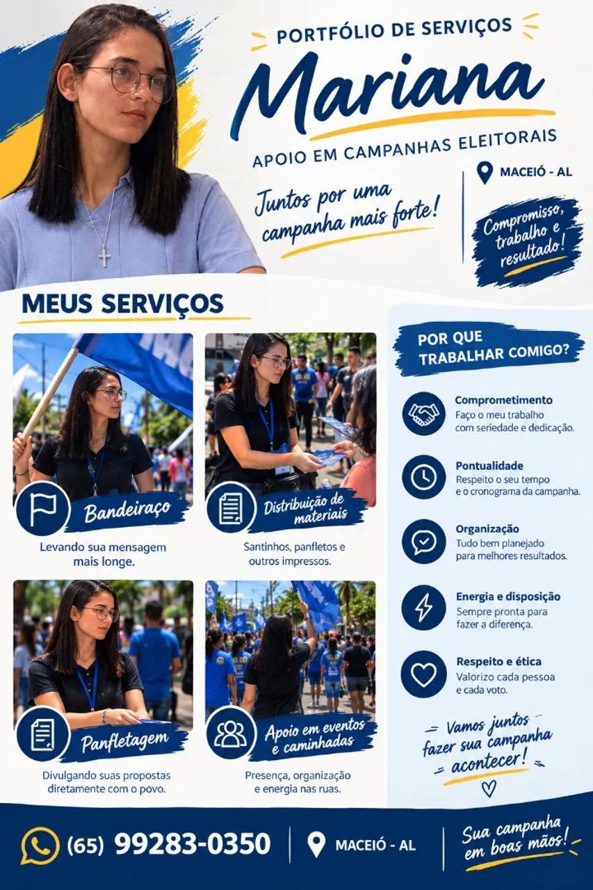 DISPONÍVEL PARA TRABALHAR EM CAMPANHAS ELEITORAIS!