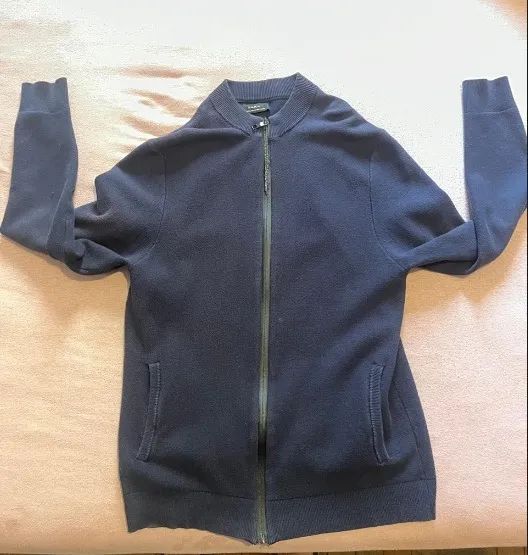 Moletom Zara Azul Marinho Estilo Jaqueta com Zíper - Foto 4