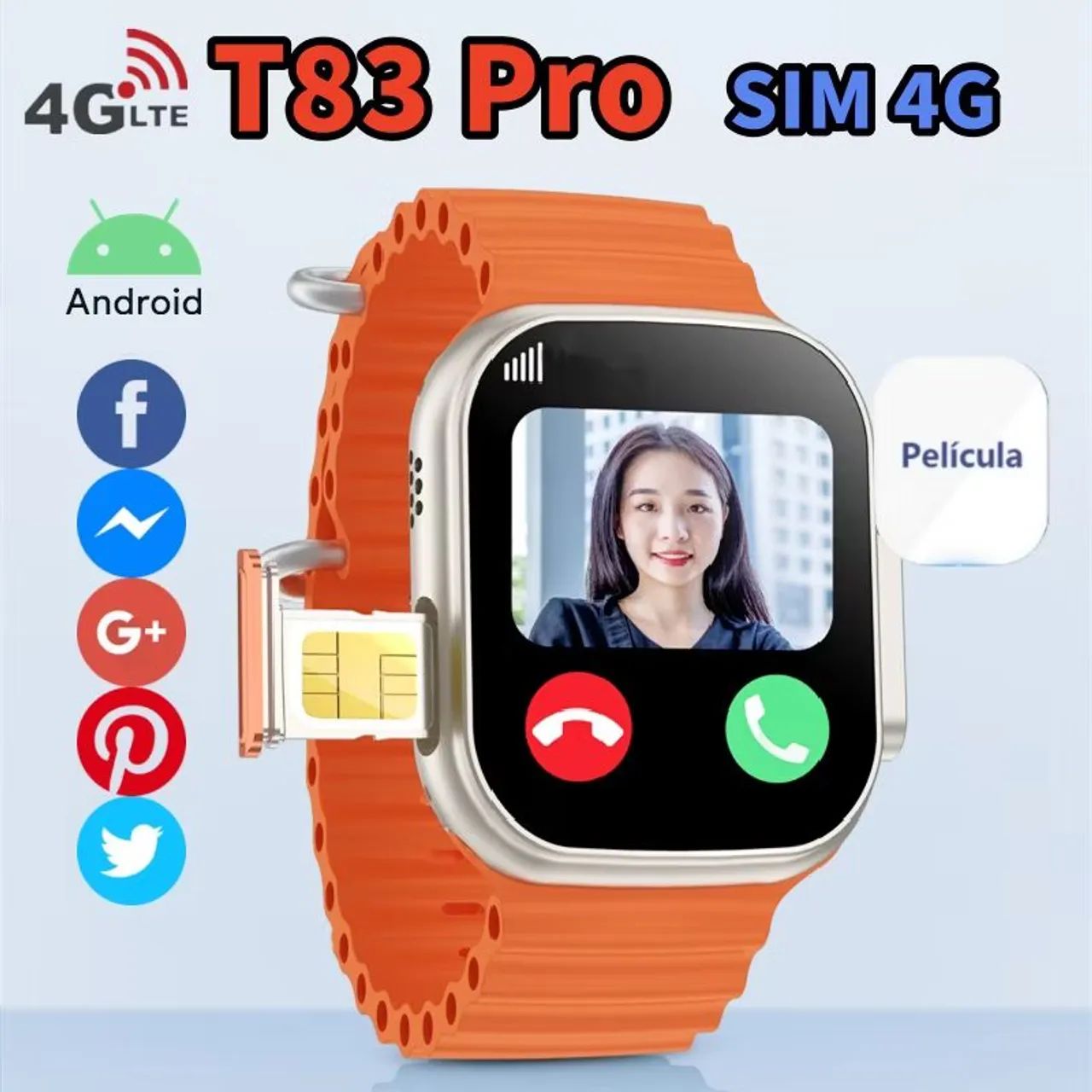Relógio celular Smartwatch 4G com Tela Touch e Design Moderno inteligente digital - Foto 2