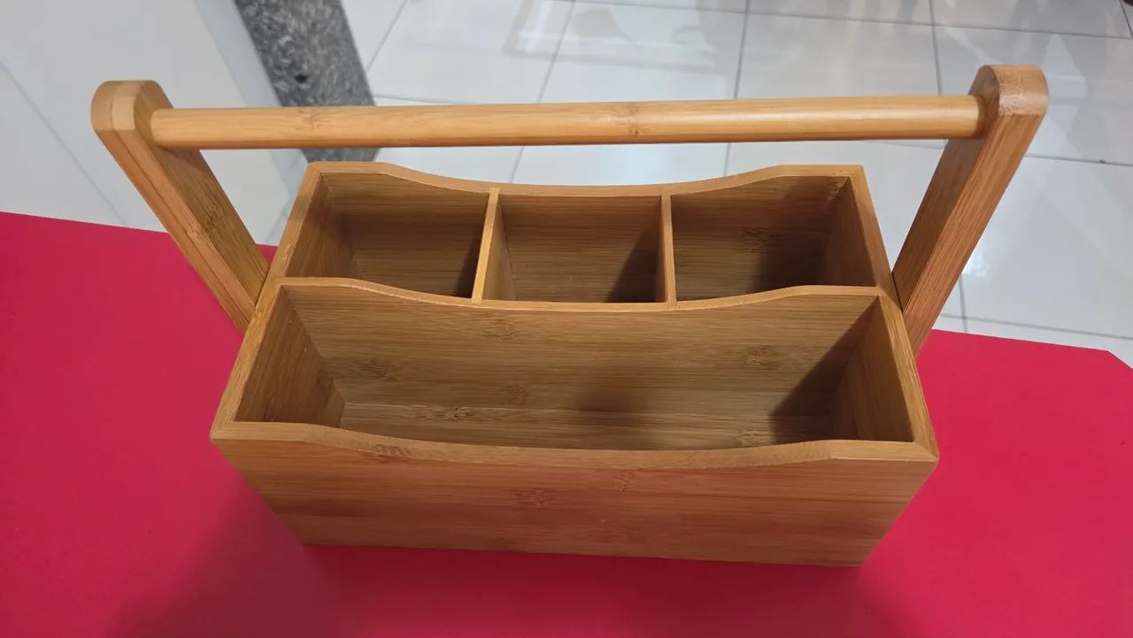 ORGANIZADOR BAMBU MULTIUSO COM ALÇA - NOVO - Foto 3