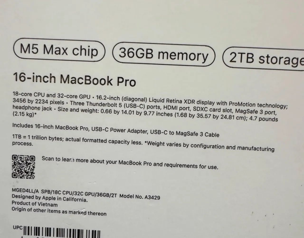MacBook Pro M5 Max 16.2 32GB - 1TB SSD  - Foto 2