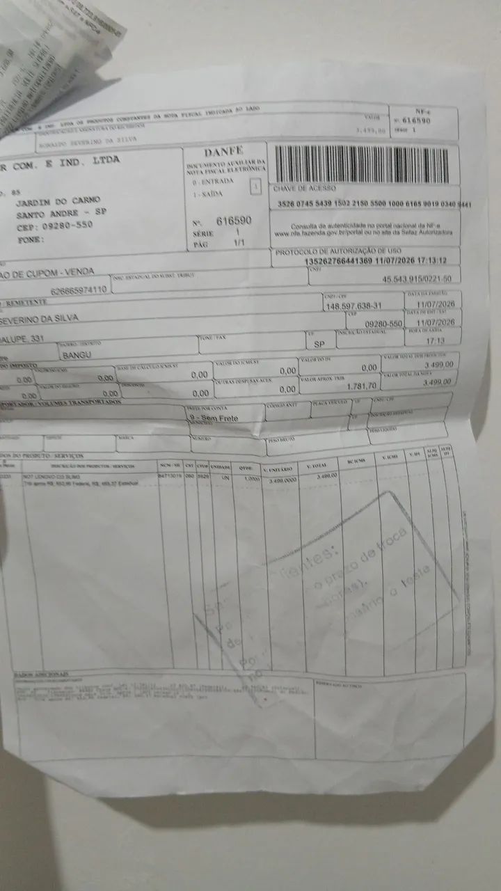 Notebook lenovo