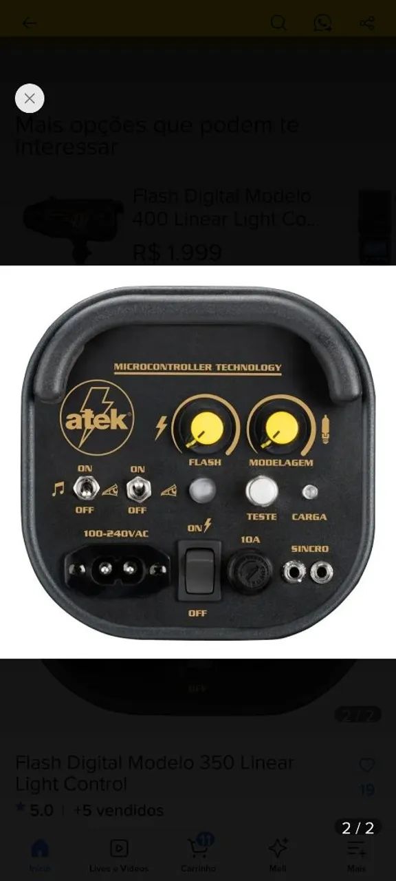 Dois conjuntos de Flash Digital Atek 350 - Foto 2