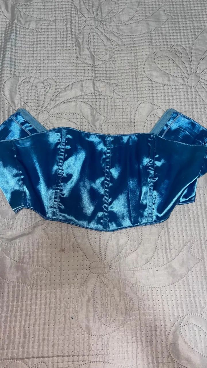 Cropped cetim azul - Foto 2