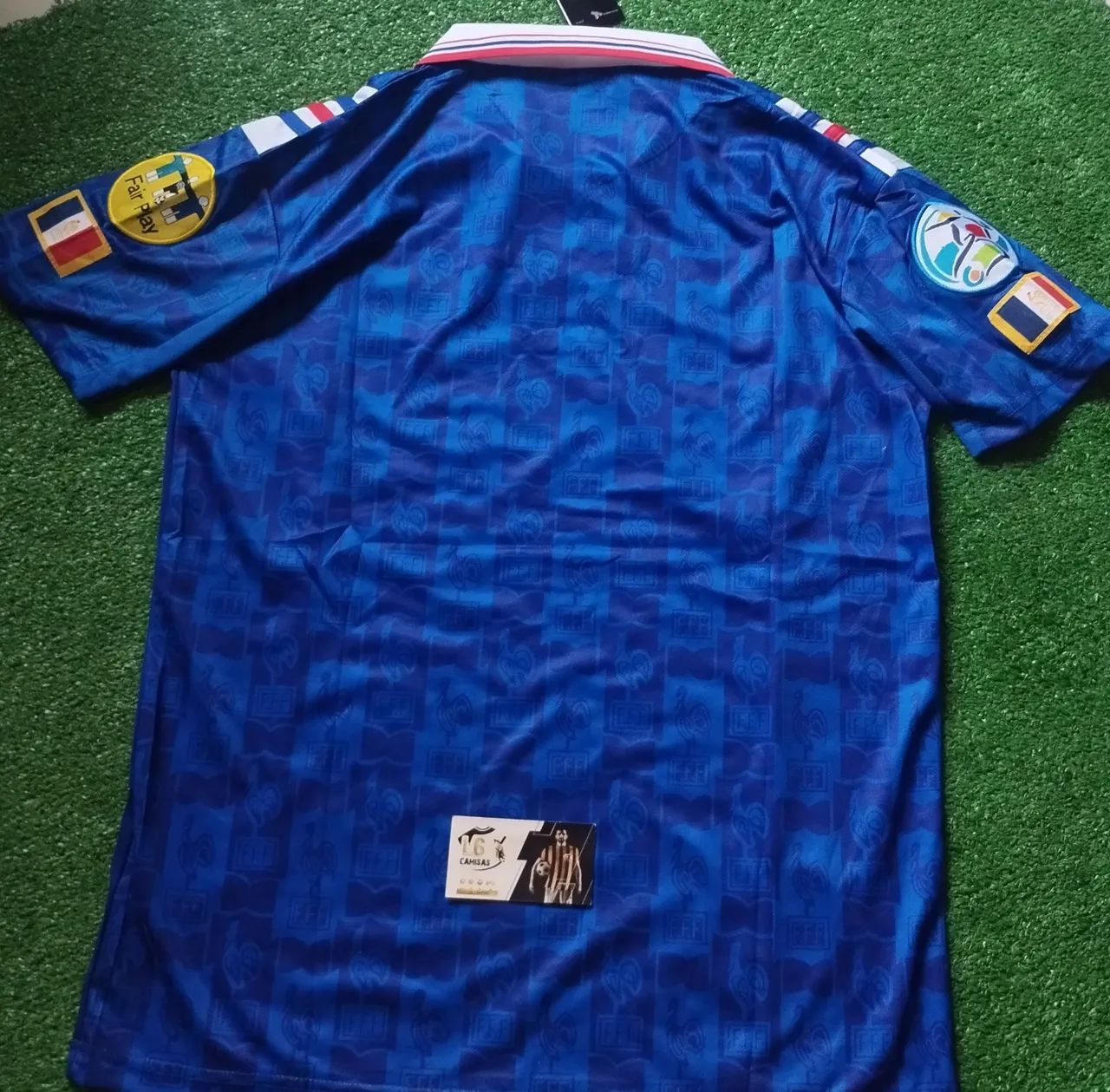 Camisa Seleção França Retrô 1996 Azul - Home Patchs Inclusos - Foto 5