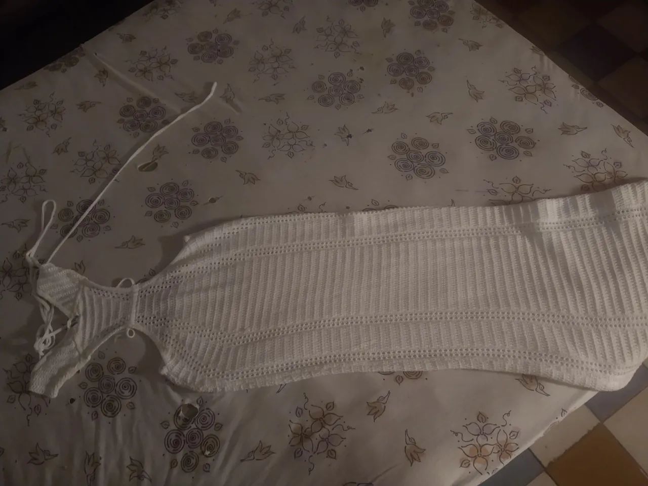 Vestido longo de crochê