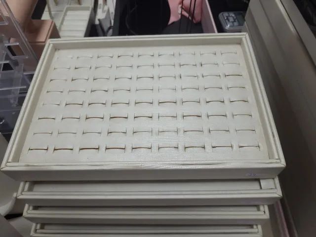 Expositor de anéis horizontal, branco, 4 pçs