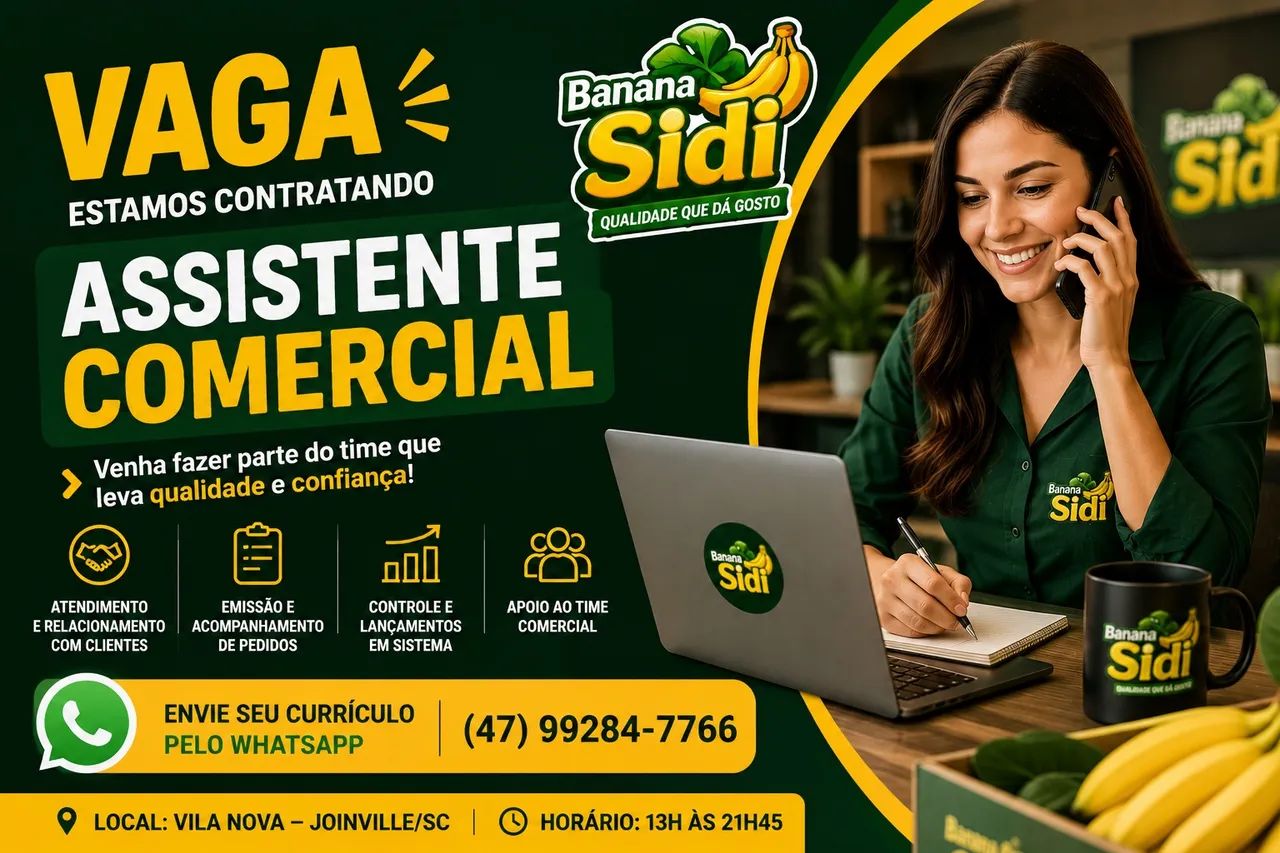 VAGA DISPONÍVEL - ASSISTENTE COMERCIAL