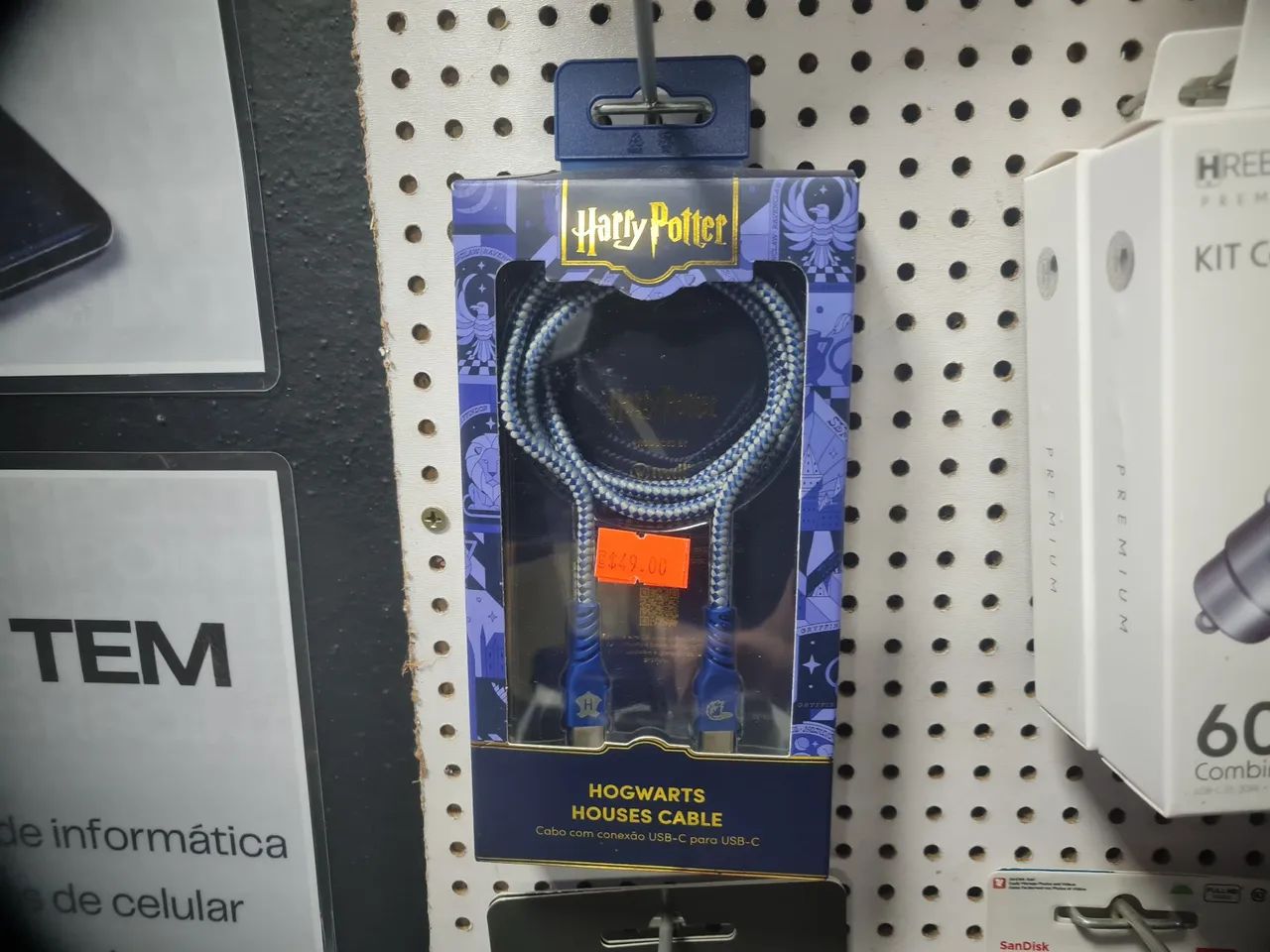 Cabo Trançado USB-C para USB-C Corvinal Harry Potter